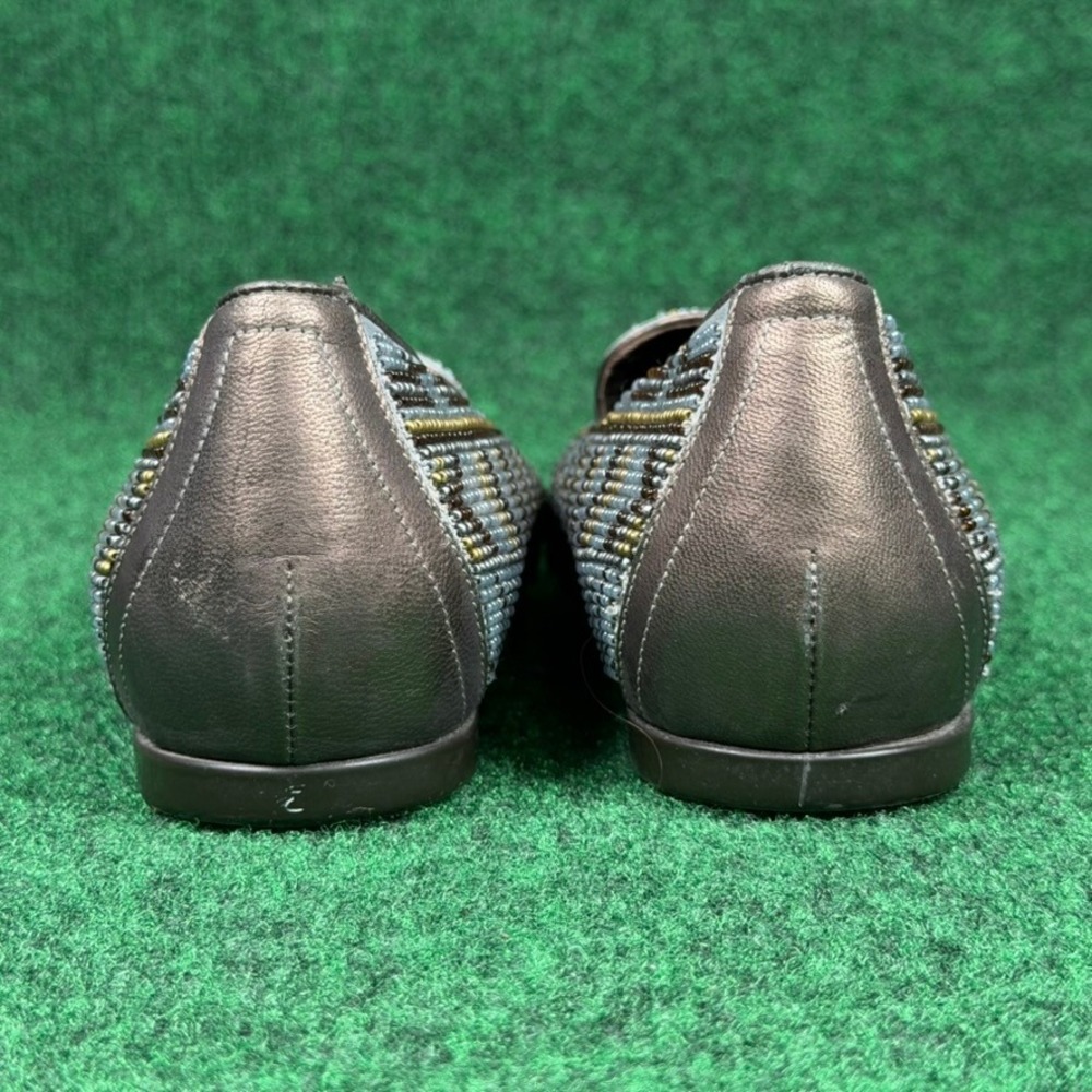 Donald J Pliner Aryn Beaded Loafers Blue Gold Geometric Flats Womens 6 M Italy - Picture 5 of 9